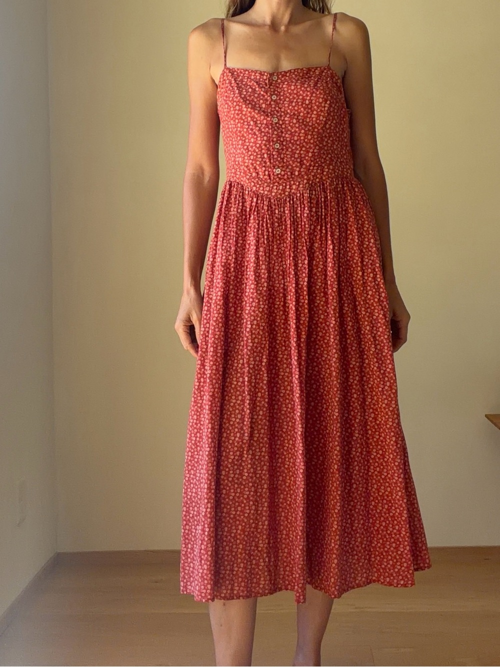 Christy Dawn Red Floral Button-Front Maxi Dress